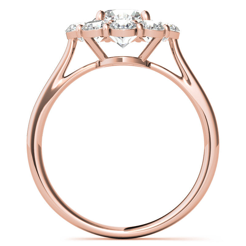 Round Brilliant Moissanite Cluster Halo Moissanite Engagement Ring