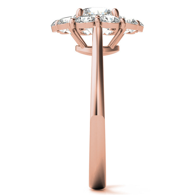Round Brilliant Moissanite Cluster Halo Moissanite Engagement Ring