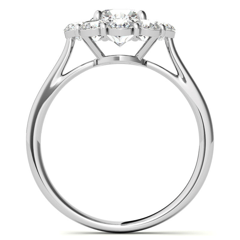 Round Brilliant Moissanite Cluster Halo Moissanite Engagement Ring