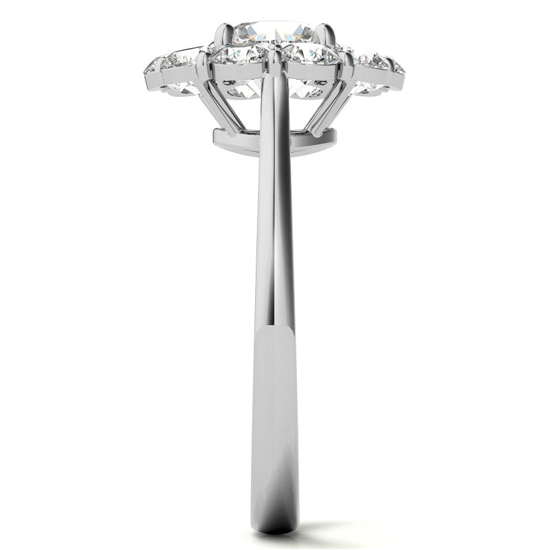 Round Brilliant Moissanite Cluster Halo Moissanite Engagement Ring