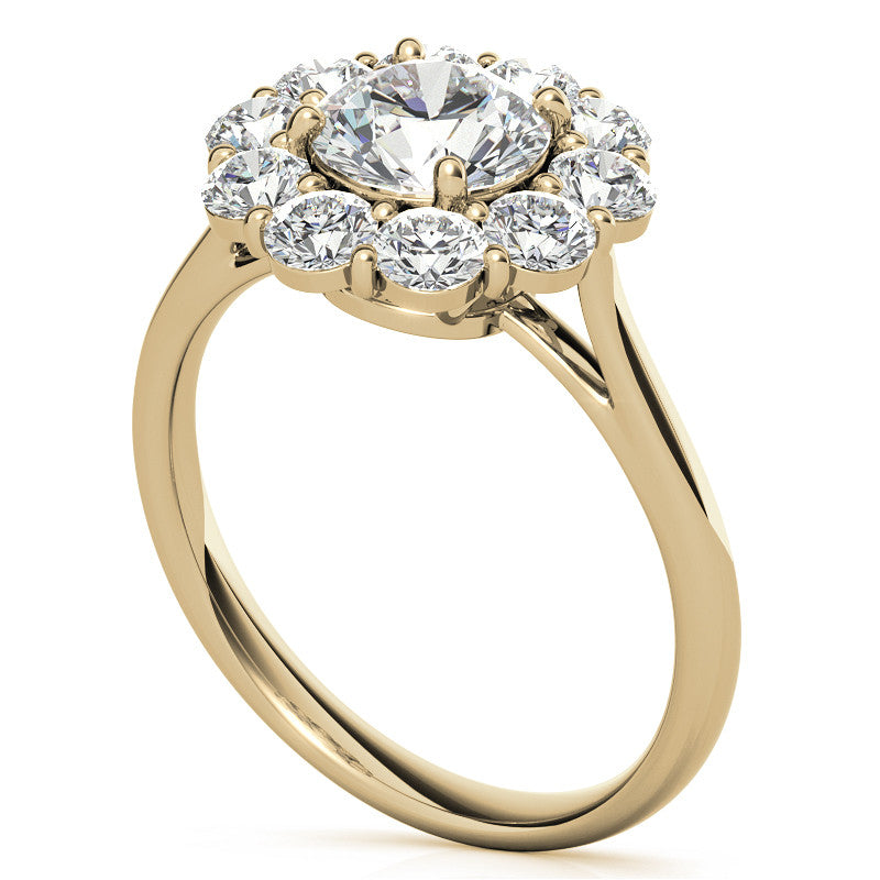 Round Brilliant Moissanite Cluster Halo Moissanite Engagement Ring
