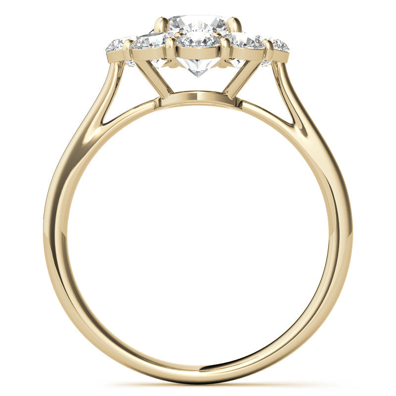 Round Brilliant Moissanite Cluster Halo Moissanite Engagement Ring