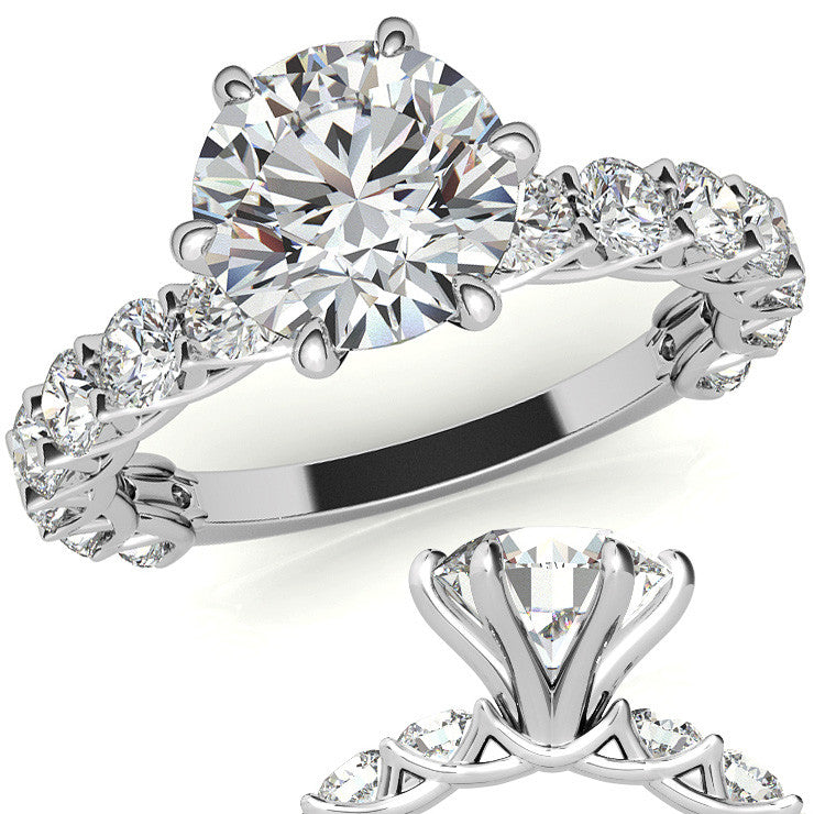 Round Brilliant Moissanite Trellis Woven Setting Engagement Ring