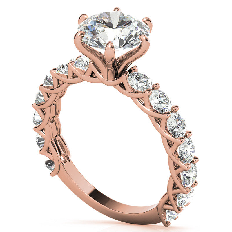 Round Brilliant Moissanite Trellis Woven Setting Engagement Ring