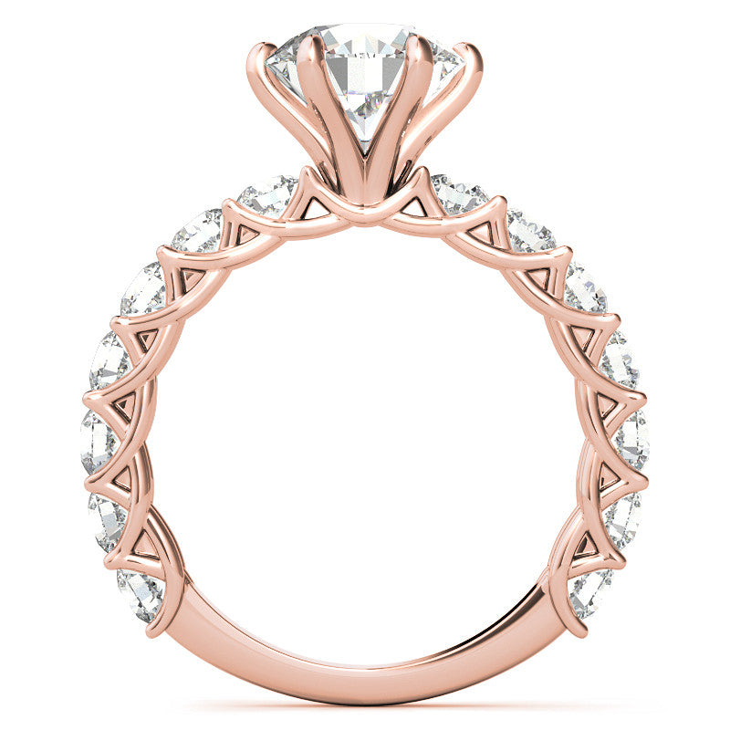 Round Brilliant Moissanite Trellis Woven Setting Engagement Ring
