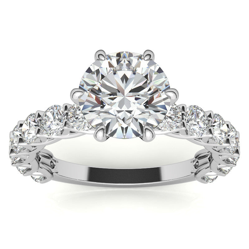 Round Brilliant Moissanite Trellis Woven Setting Engagement Ring