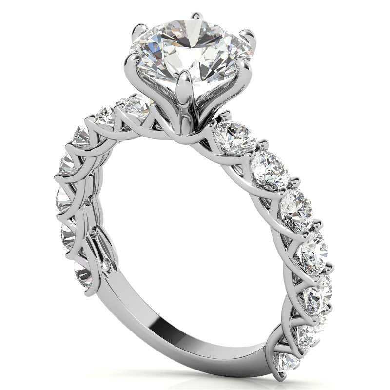Round Brilliant Moissanite Trellis Woven Setting Engagement Ring