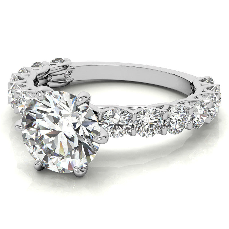 Round Brilliant Moissanite Trellis Woven Setting Engagement Ring