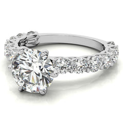 Round Brilliant Moissanite Trellis Woven Setting Engagement Ring