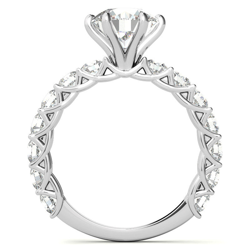 Round Brilliant Moissanite Trellis Woven Setting Engagement Ring