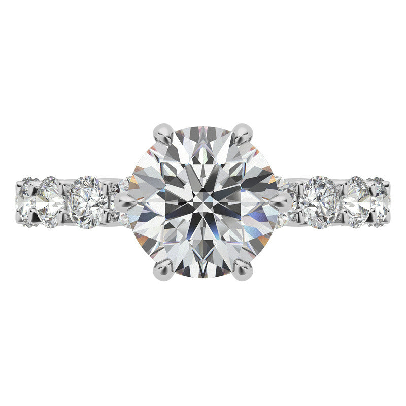 Round Brilliant Moissanite Trellis Woven Setting Engagement Ring