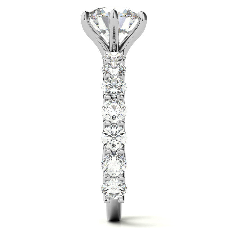Round Brilliant Moissanite Trellis Woven Setting Engagement Ring