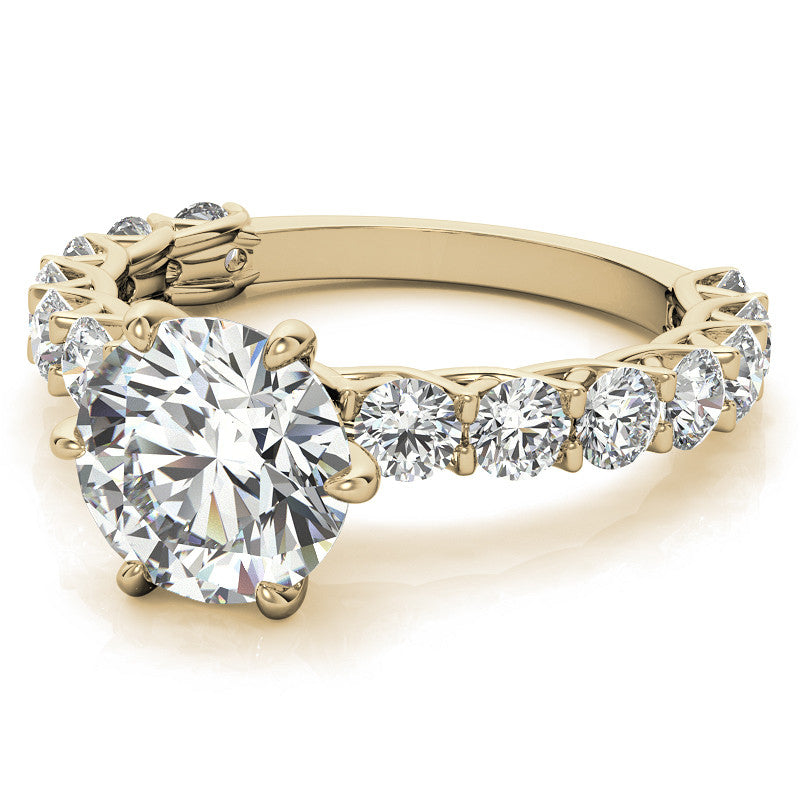 Round Brilliant Moissanite Trellis Woven Setting Engagement Ring
