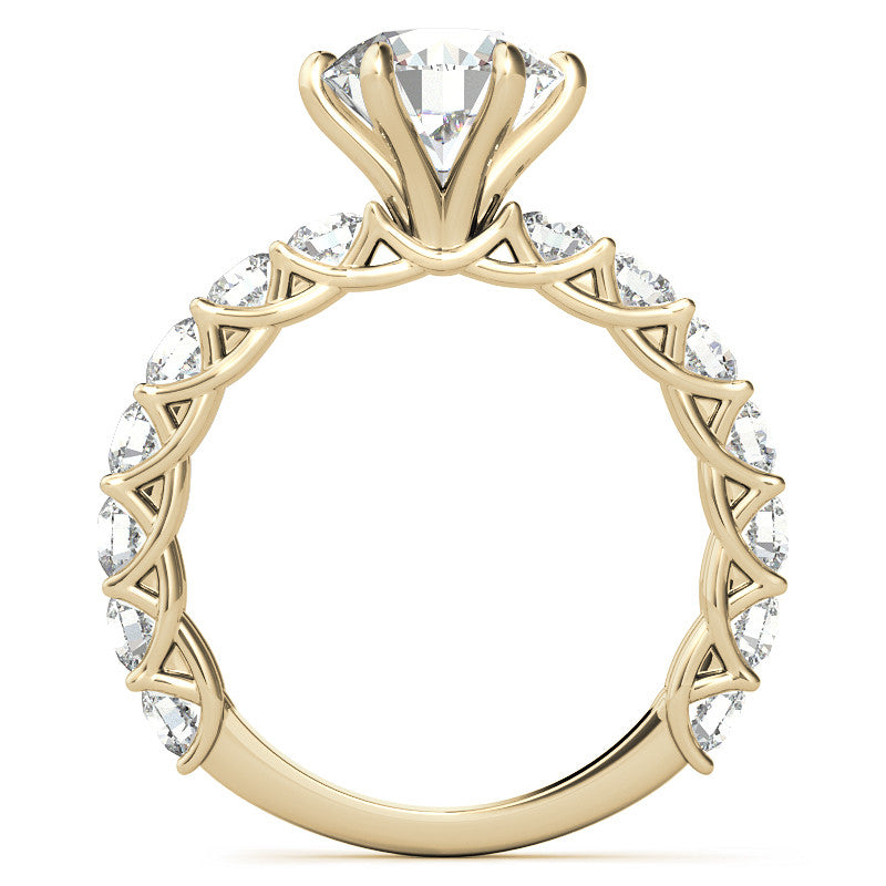 Round Brilliant Moissanite Trellis Woven Setting Engagement Ring