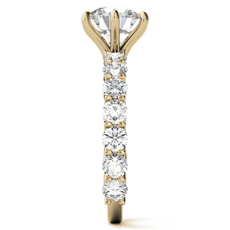 Round Brilliant Moissanite Trellis Woven Setting Engagement Ring