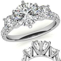 Round Brilliant Moissanite 3-Stone 6 Prong Crown Engagement Ring