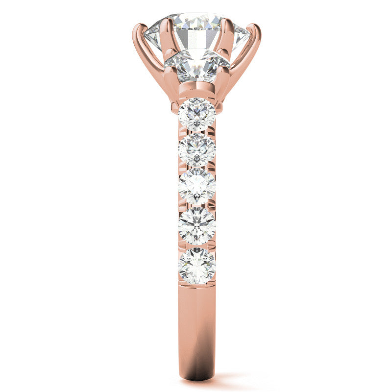 Round Brilliant Moissanite 3-Stone 6 Prong Crown Engagement Ring