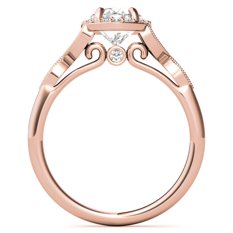 Oval Halo Moissanite Engagement Ring with Marquise Style Accents