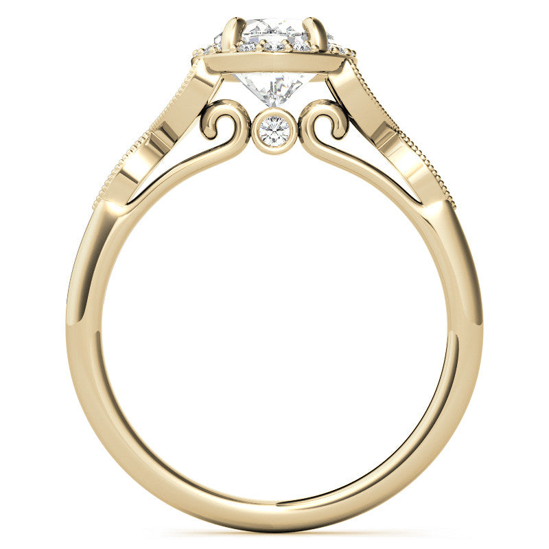 Oval Halo Moissanite Engagement Ring with Marquise Style Accents
