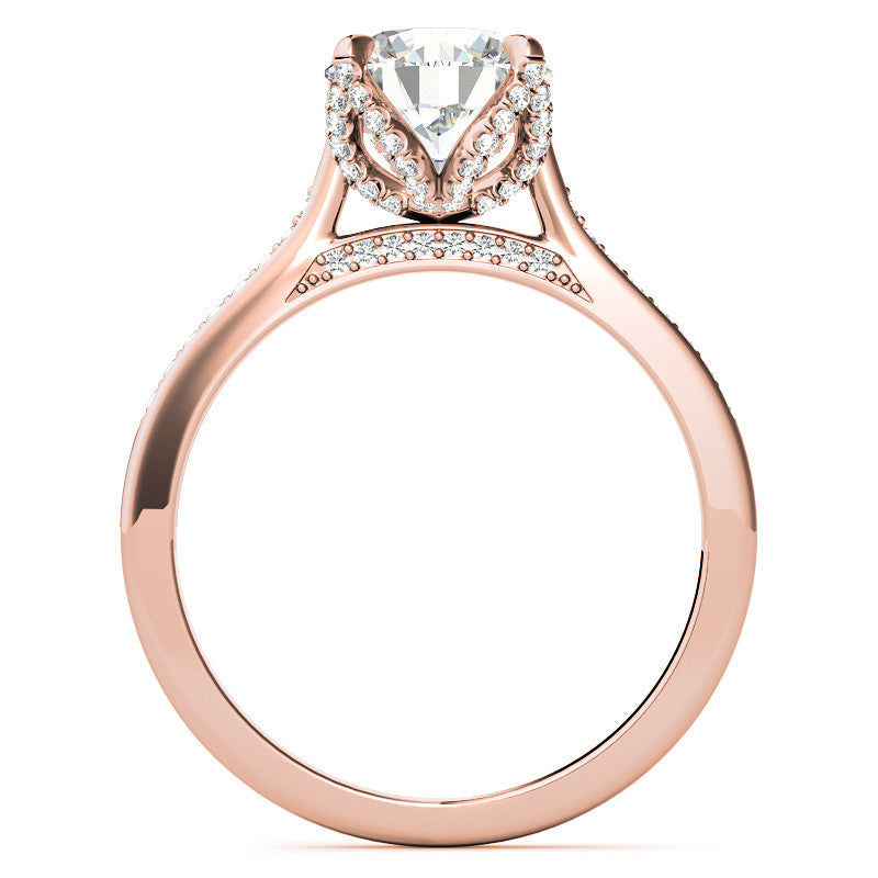Round Brilliant Moissanite Engagement Ring With Diamond Accented Tulip Prongs