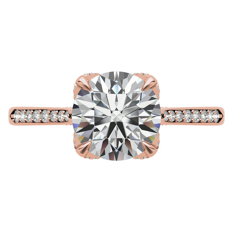 Round Brilliant Moissanite Engagement Ring With Diamond Accented Tulip Prongs