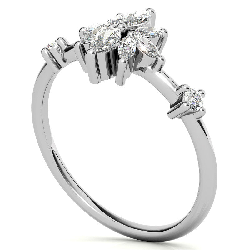 Unique Lab Grown Diamond Flower Inspired Wedding Ring