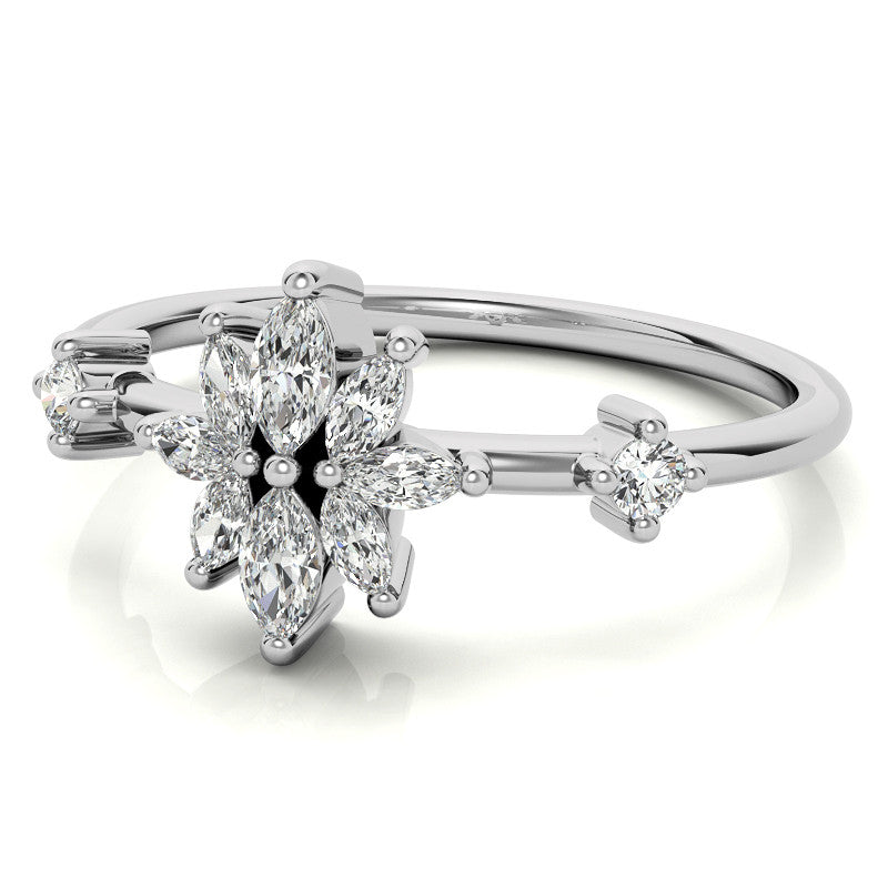 Unique Lab Grown Diamond Flower Inspired Wedding Ring