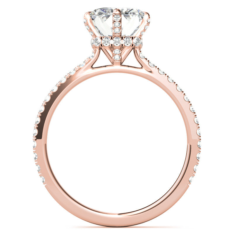 Emerald / Radiant Cut Moissanite Engagement Ring With Compass Style Diamond Accented Prongs