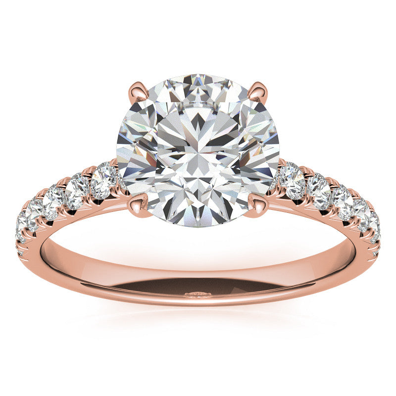 Round Brilliant Moissanite Cathedral Engagement Ring With Claw Prongs