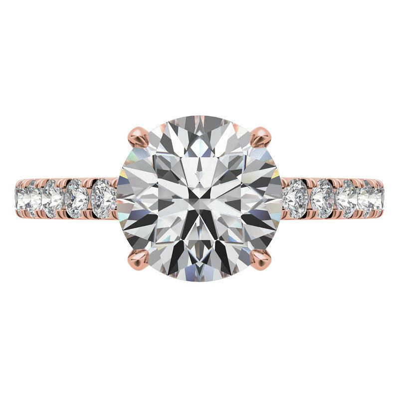Round Brilliant Moissanite Cathedral Engagement Ring With Claw Prongs
