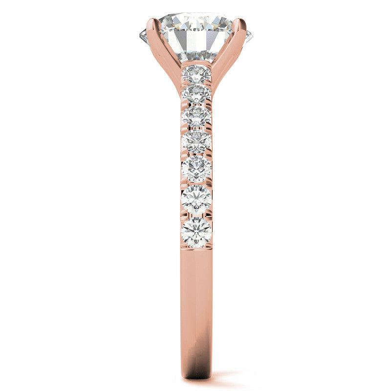 Round Brilliant Moissanite Cathedral Engagement Ring With Claw Prongs