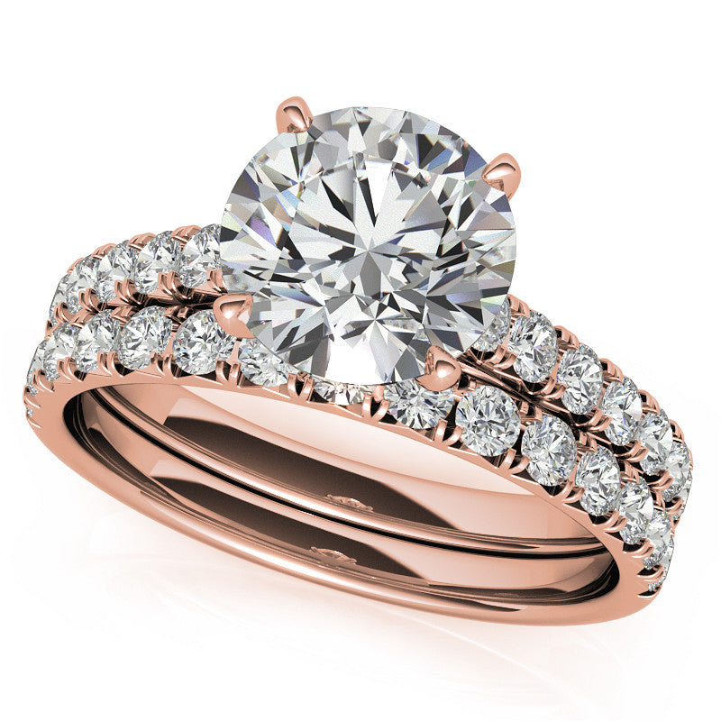 Round Brilliant Moissanite Cathedral Engagement Ring With Claw Prongs