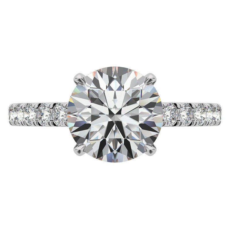 Round Brilliant Moissanite Cathedral Engagement Ring With Claw Prongs