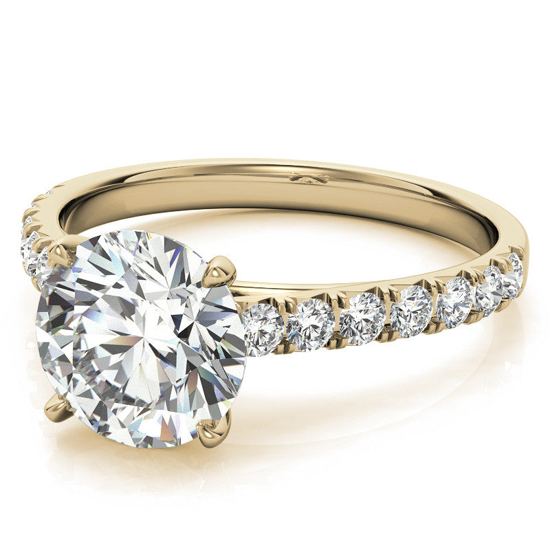 Round Brilliant Moissanite Cathedral Engagement Ring With Claw Prongs