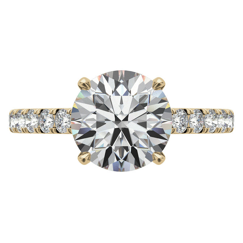 Round Brilliant Moissanite Cathedral Engagement Ring With Claw Prongs