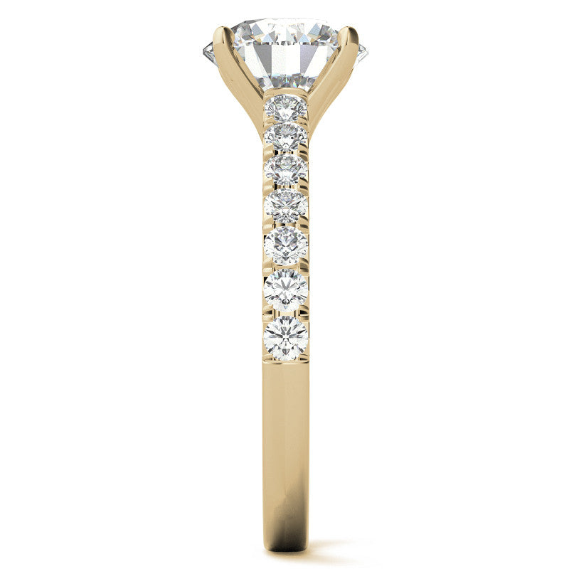Round Brilliant Moissanite Cathedral Engagement Ring With Claw Prongs