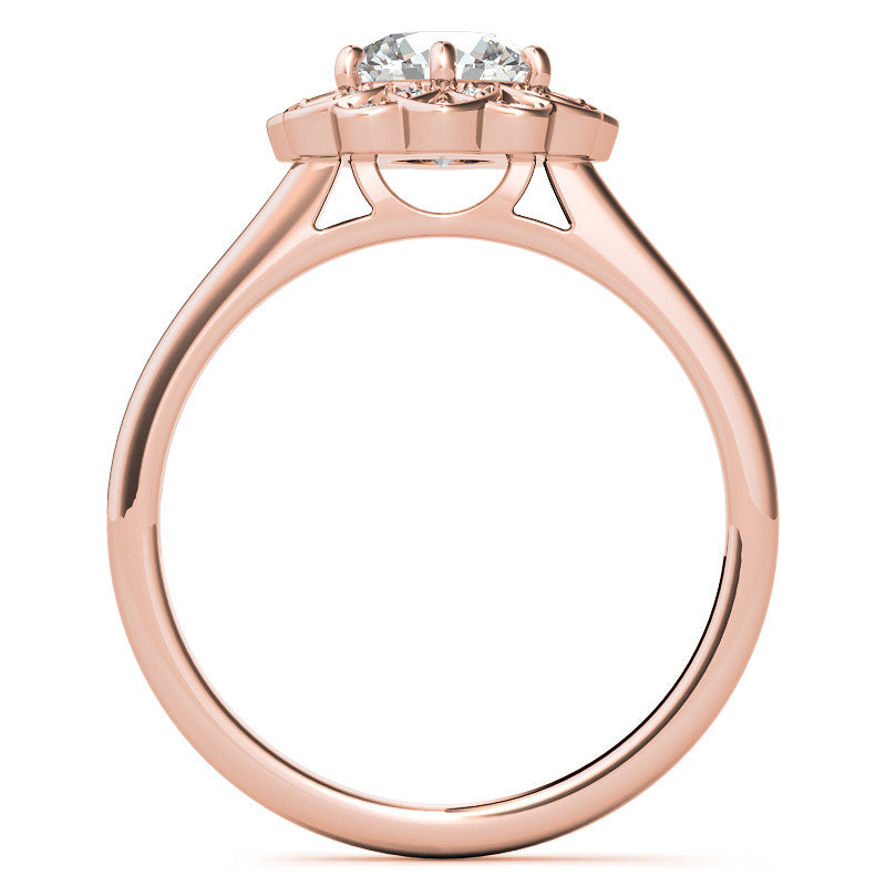 Round Brilliant Moissanite Floral Style Halo Engagement Ring