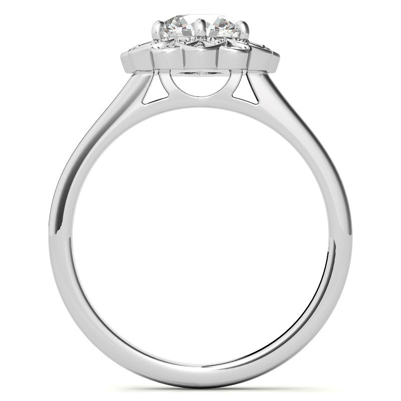 Round Brilliant Moissanite Floral Style Halo Engagement Ring