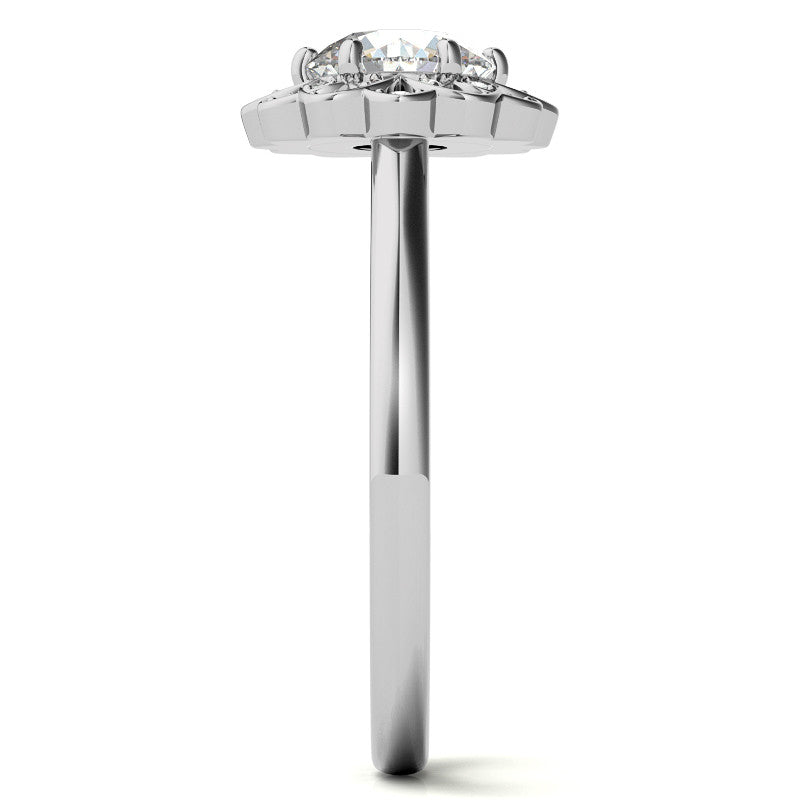 Round Brilliant Moissanite Floral Style Halo Engagement Ring