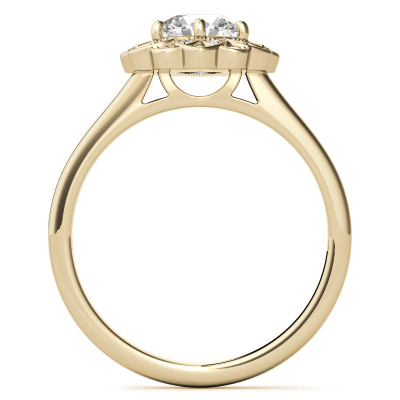 Round Brilliant Moissanite Floral Style Halo Engagement Ring