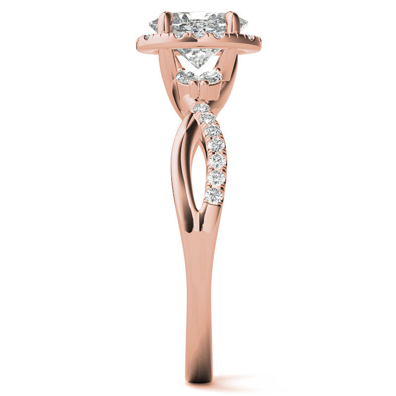 Oval Moissanite Halo Ring With Marquise Accents and Split Shank Style Band