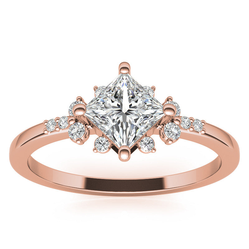 Kite Set Petite Cluster Style Princess Cut Moissanite Ring