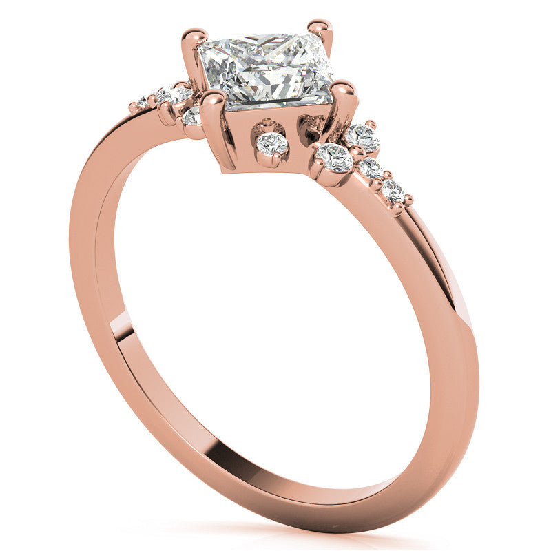 Kite Set Petite Cluster Style Princess Cut Moissanite Ring