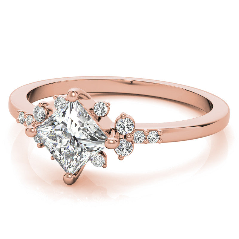 Kite Set Petite Cluster Style Princess Cut Moissanite Ring