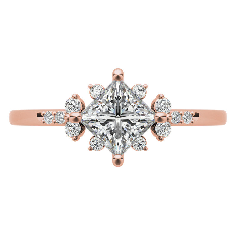 Kite Set Petite Cluster Style Princess Cut Moissanite Ring