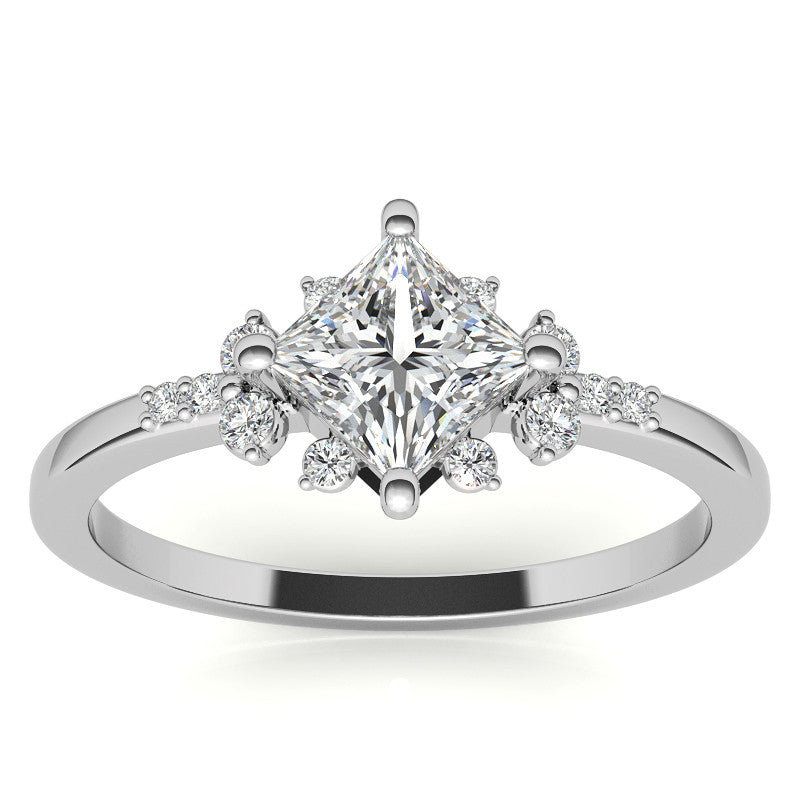 Kite Set Petite Cluster Style Princess Cut Moissanite Ring