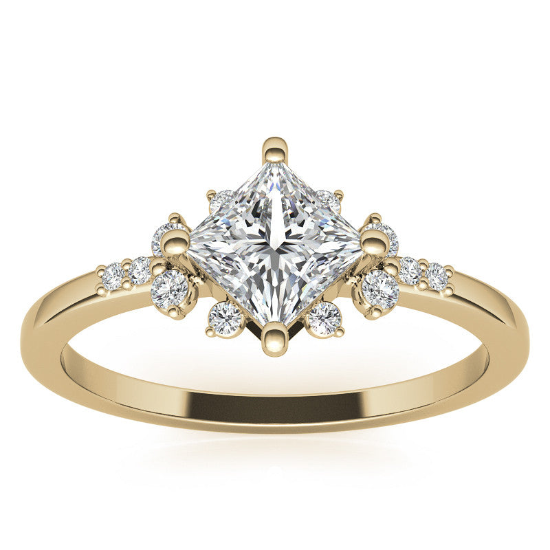 Kite Set Petite Cluster Style Princess Cut Moissanite Ring