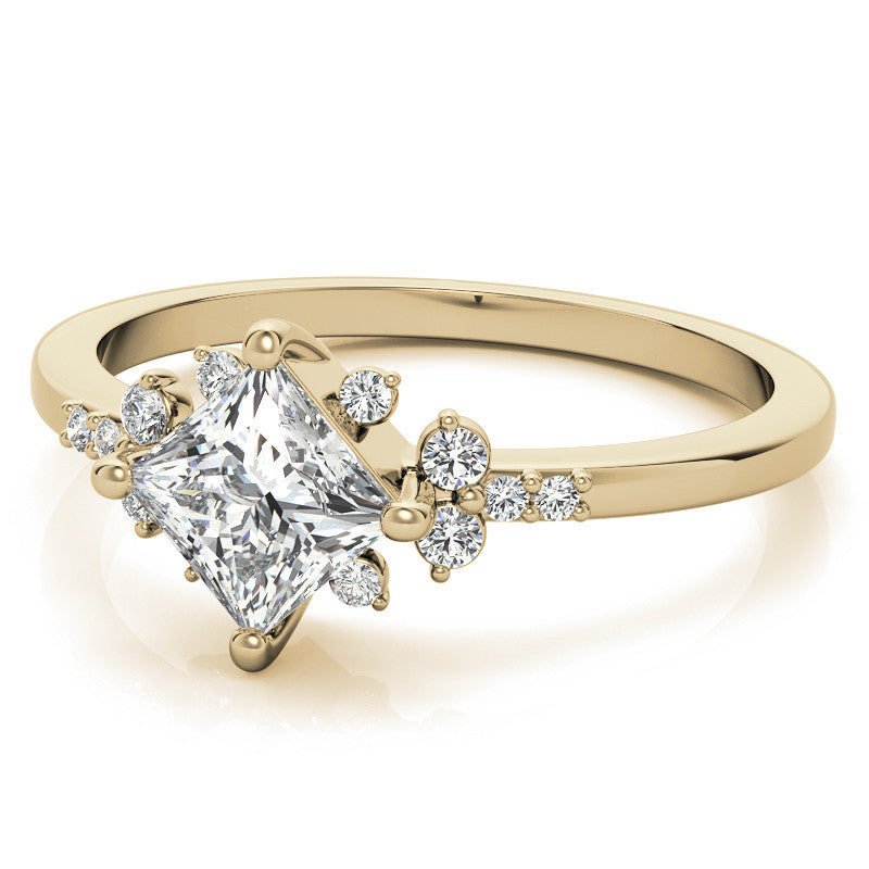 Kite Set Petite Cluster Style Princess Cut Moissanite Ring
