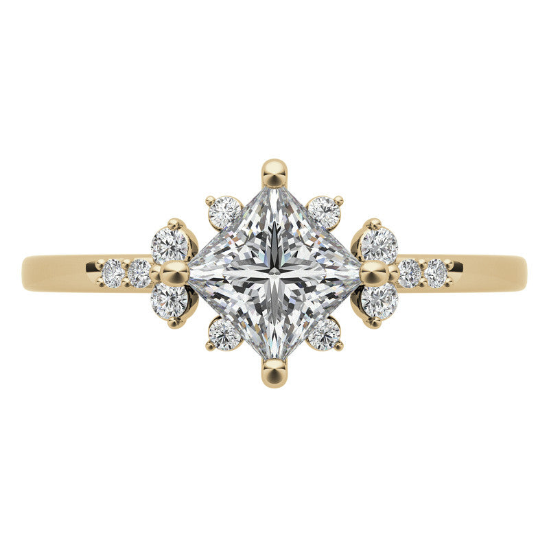 Kite Set Petite Cluster Style Princess Cut Moissanite Ring