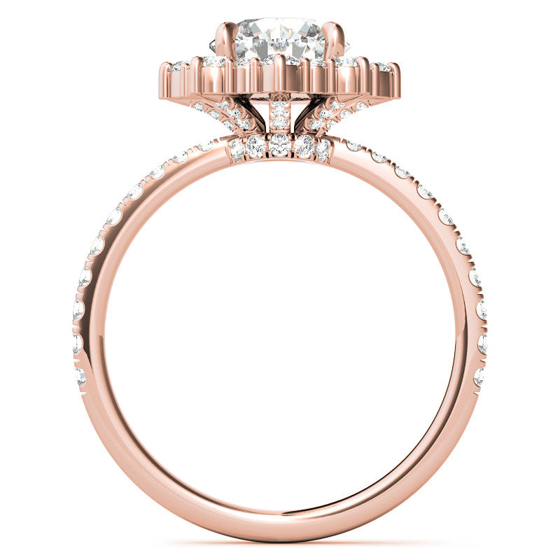 Round Brilliant Moissanite Fancy Snowflake Halo Moissanite Engagement Ring